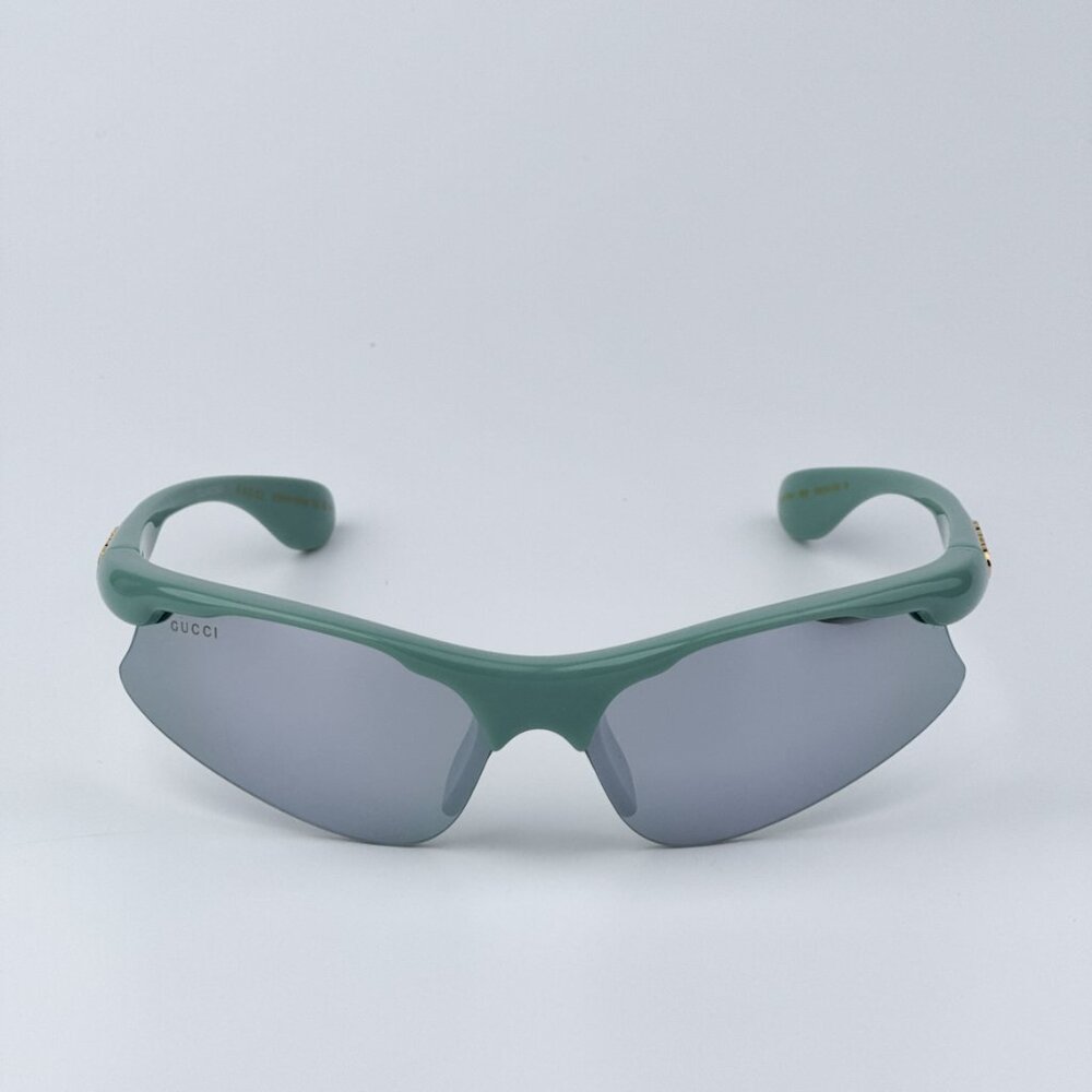 Gucci Men BRAND NEW Sunglasses Green Silver Mirror Mask GG1774S 005